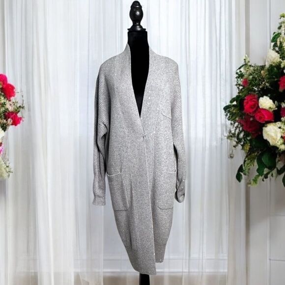 NWT Brunello Cucinelli Cashmere Sparkle Long Cardigan XS - Picture 1 of 11